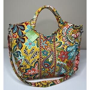 Vera Bradley Provencal Tote Yellow Paisley Convertible Crossbody Boho Handbag